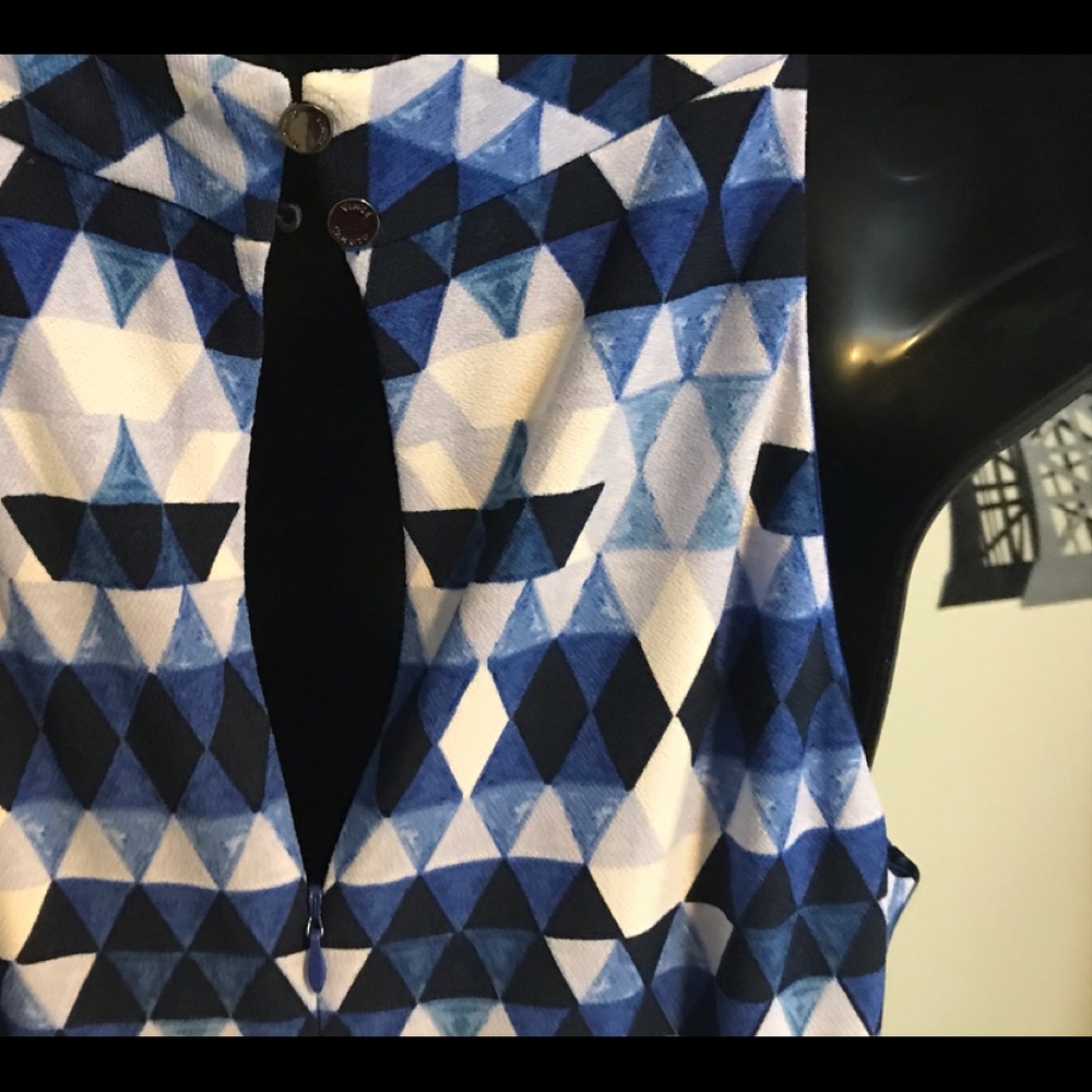 VINCE CAMUTO - HALTER SHIFT DRESS  BLUE MULTI  - SIZE 14 NWT - Picture 7 of 15